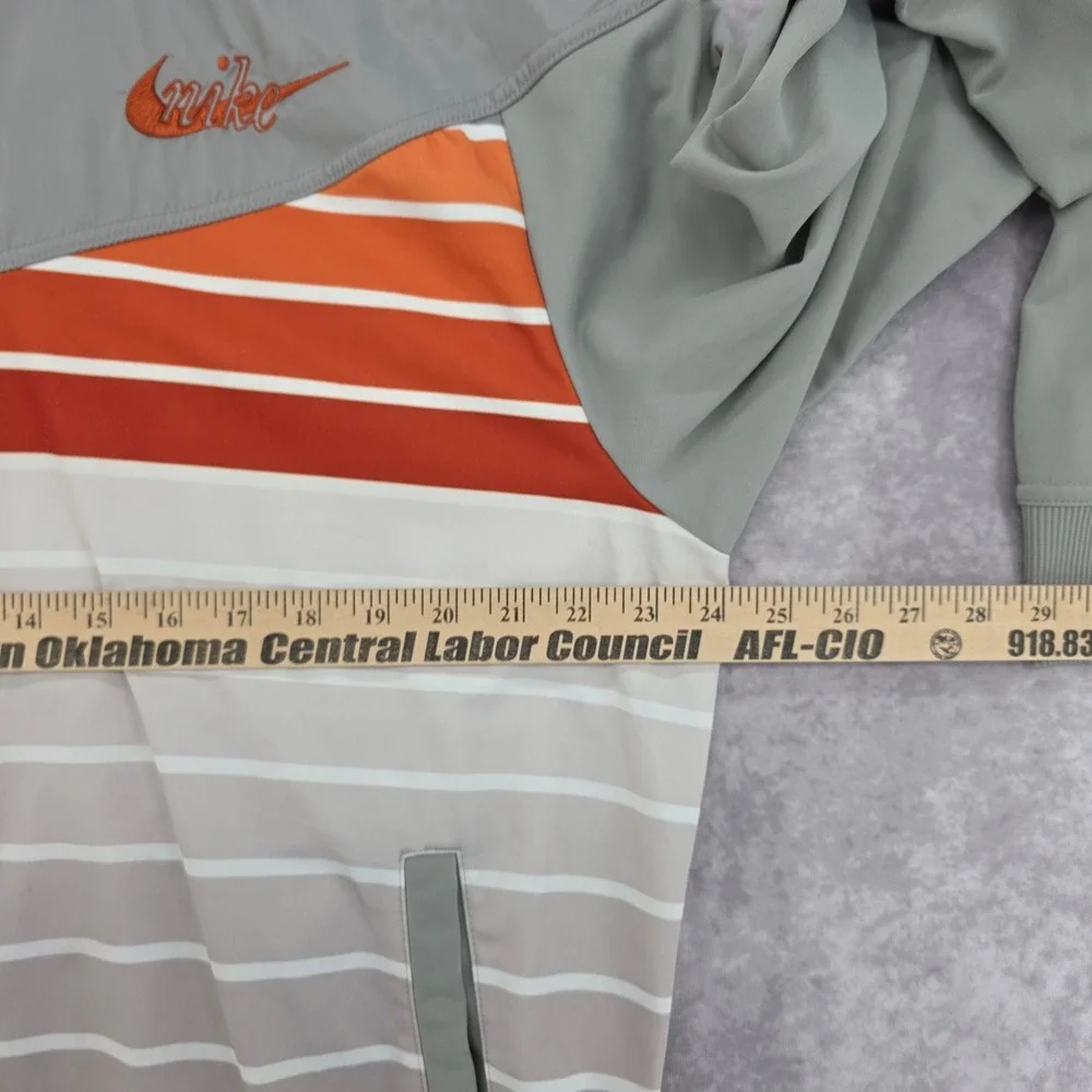 Vtg Nike Mens XL Track Jacket Full Zip Windbreaker Grey Orange Striped Star Logo